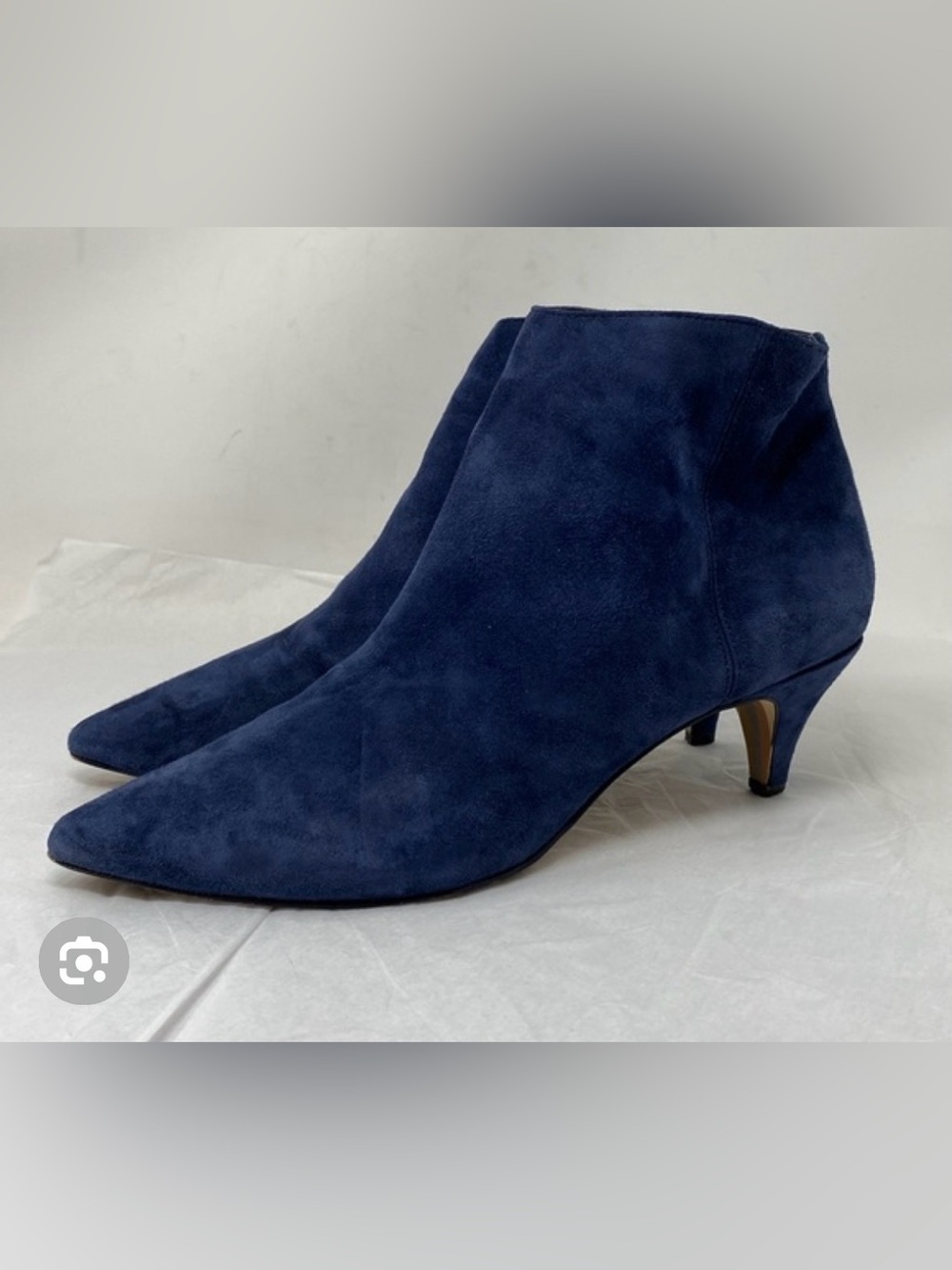 Sam Edelman Kinzey Suede Kitten Heel Ankle Boots Pointed Toe Navy Blue sz 8